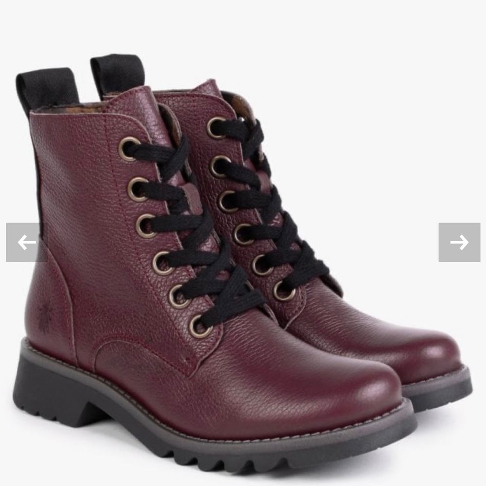 Fly London Ragi oxblood/burgundy combat boots NWT